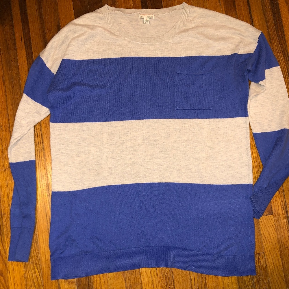 Gap Cotton | Silk Blend Sweater.. color blocking stripes, crew neck long sleeve